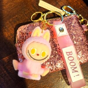 NWT Pink Glitter Pouch w Fashion Keychain